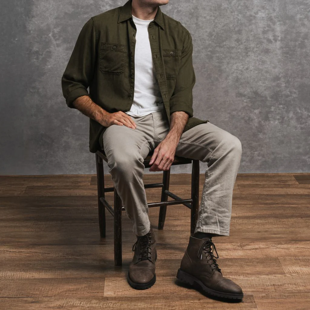 Chambray Workshirt | Olive - Image 8