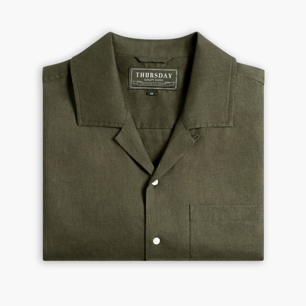 Linen Camp Shirt | Olive - Image 3